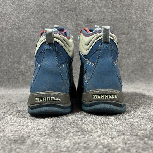 Merrell Capra Mid WTPF Kids Youth Size 4 Blue Suede Waterproof Hiking Boots Used - Picture 6 of 11